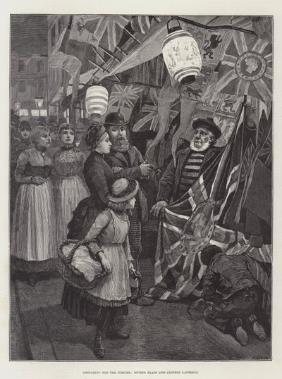 Preparing for the Jubilee, buying Flags and Chinese Lanterns by Amedee Forestier